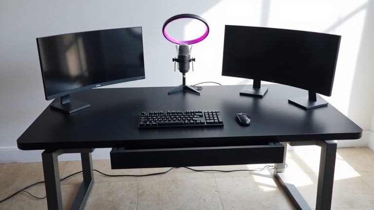 streaming desks with keyboard trays